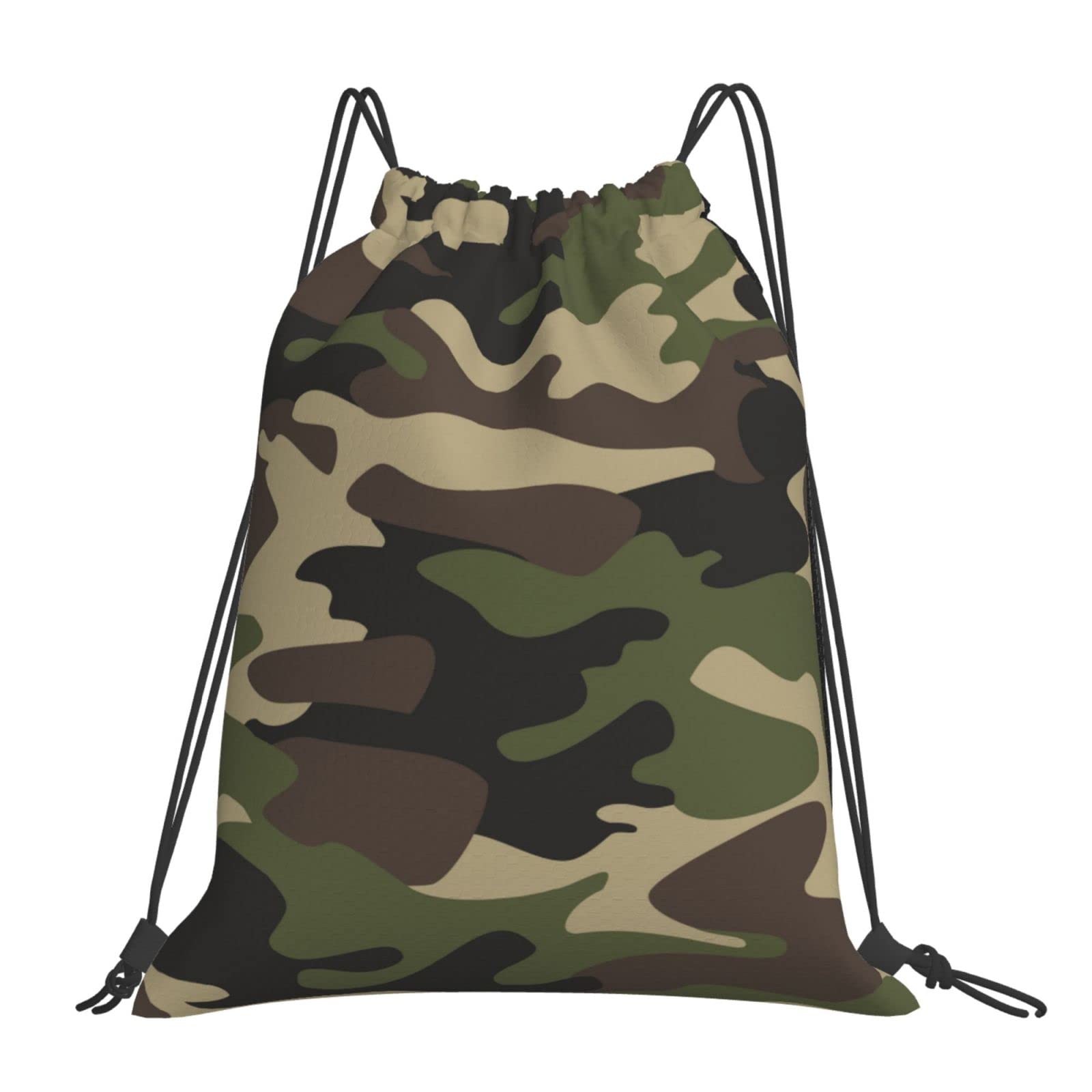 AIMASTZ Green Brown Camo Unisex Drawstring Backpack Bag Sport Gym Dance Travel Sackpack