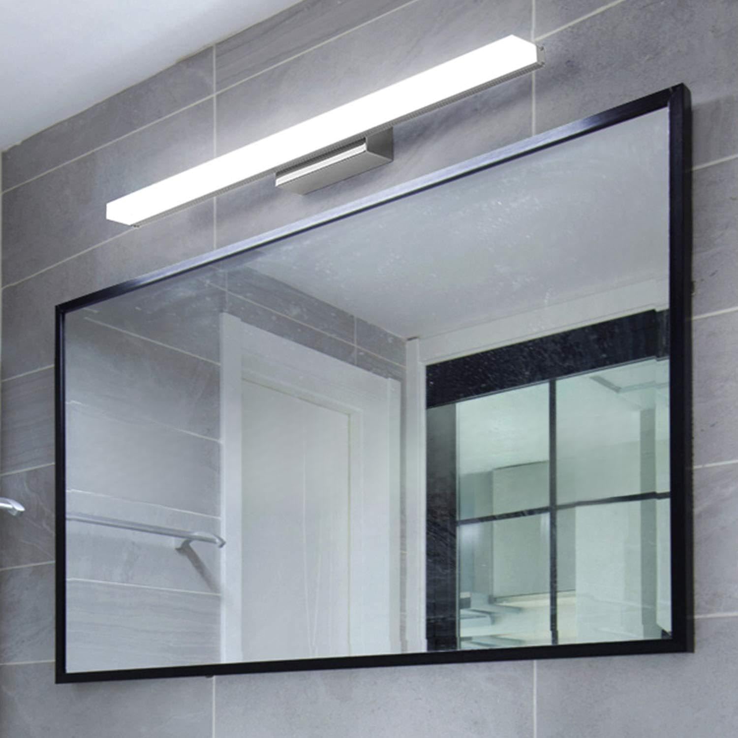 Yafido Aplique Espejo Baño Interior LED 40CM luz Baño Lámpara de Pared Espejo Iluminación para Maquillaje 9W Blanco Frío 6000K 800LM Plata No-regulable