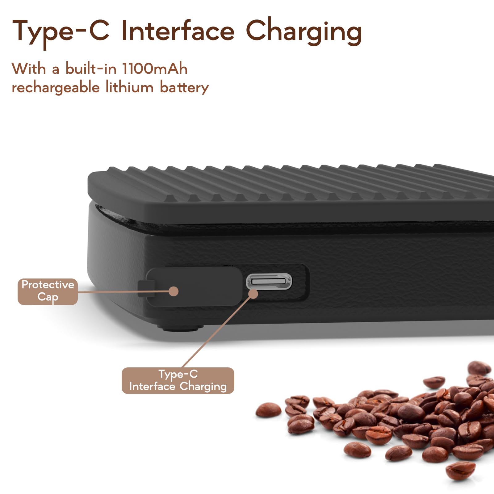 Báscula de café con diseño impermeable IP65, batería recargable por USB de 1000 mAh, báscula de espresso con temporizador de 4.4 lbs/0.00 oz de alta precisión, ideal para preparar y verter café 4