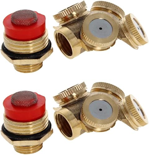 MroMax Boquilla rociadora de nebulización, latón 12BSPF 4 agujeros para rociadores de jardín, conector de riego con malla de filtro, 2 piezas