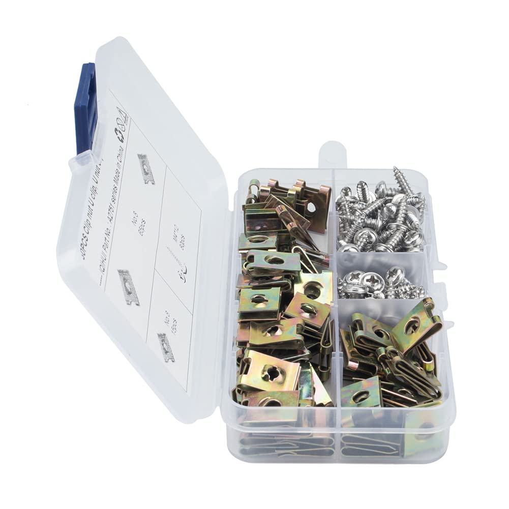 Kit 200 Pezzi Morsetti A U Per Auto Con Dadi In Acciaio Al Manganese E Viti Inox 304 | Staffe Fissaggio Carrozzeria