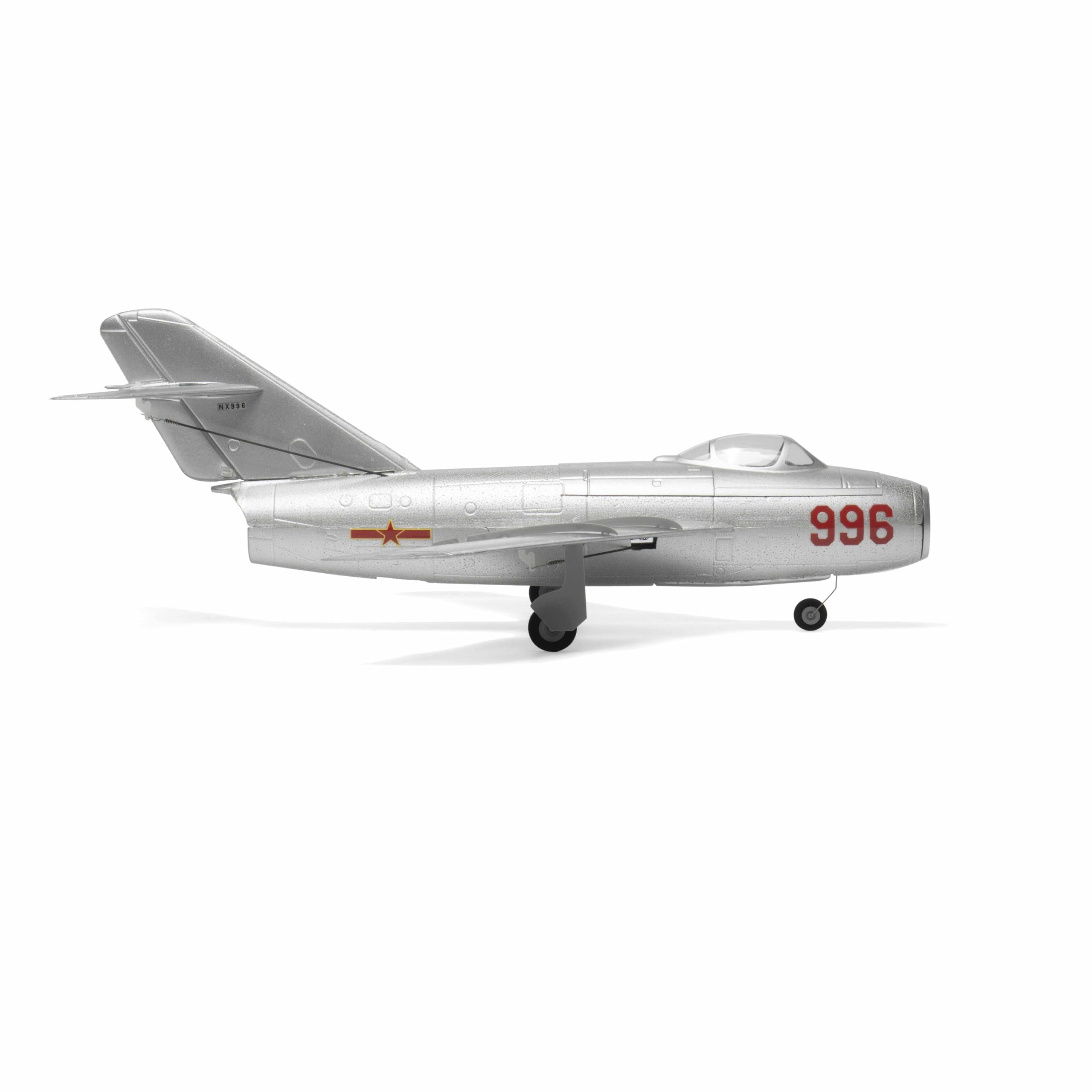 MinimumRC MiG-15 Micro EDF - Aereo radiocomandato a 4 canali, 2,4 GHz, giroscopico stabilizzato da 30 mm, aereo aerodinamico con telaio rimovibile, motore brushless, gas sinistro, 4 batterie