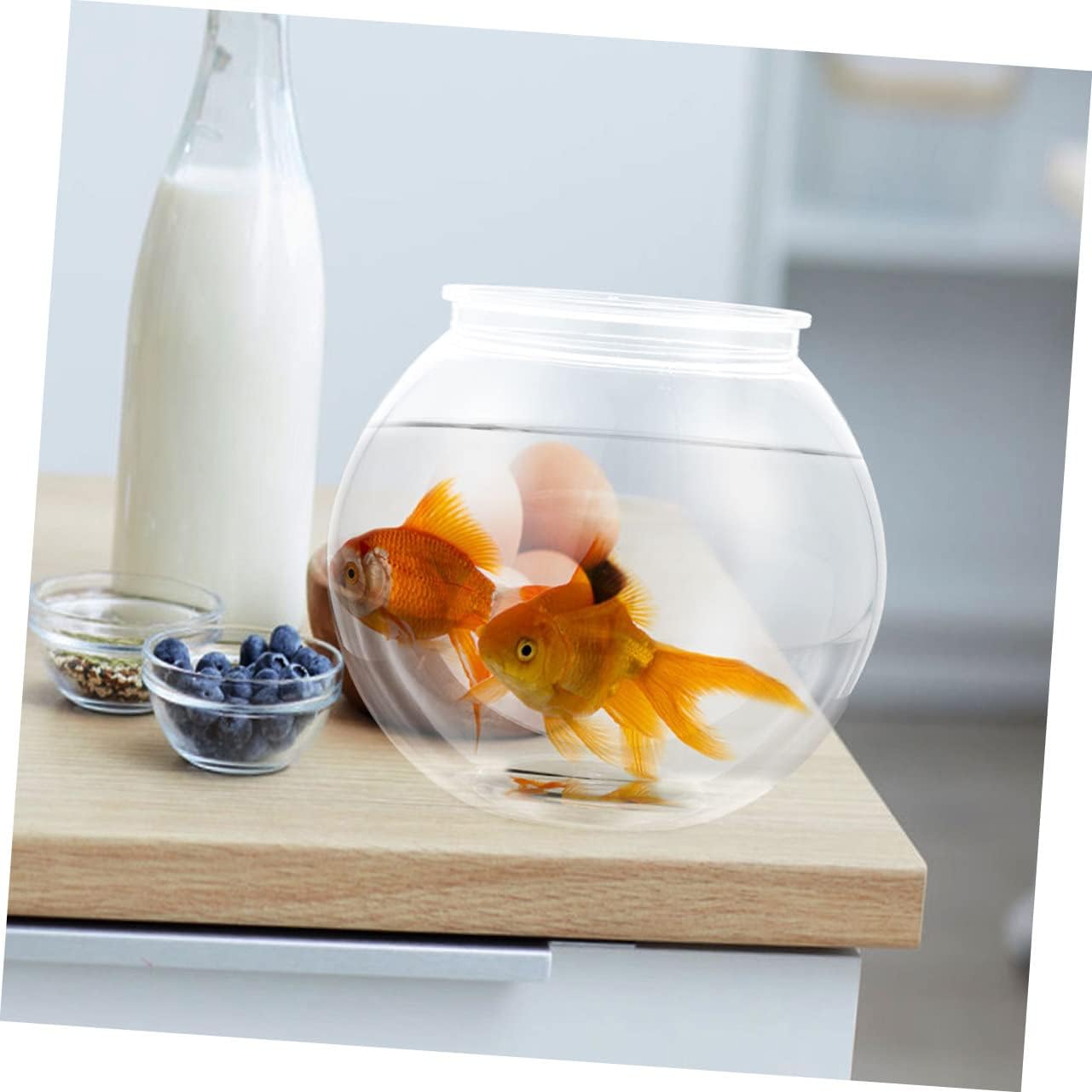 YARNOW Transparent Fish Bowl Unbreakable Desktop Aquarium for Home Office Small Fish Tank Decor for Goldfish Shrimp and Plants Compact Creative Design