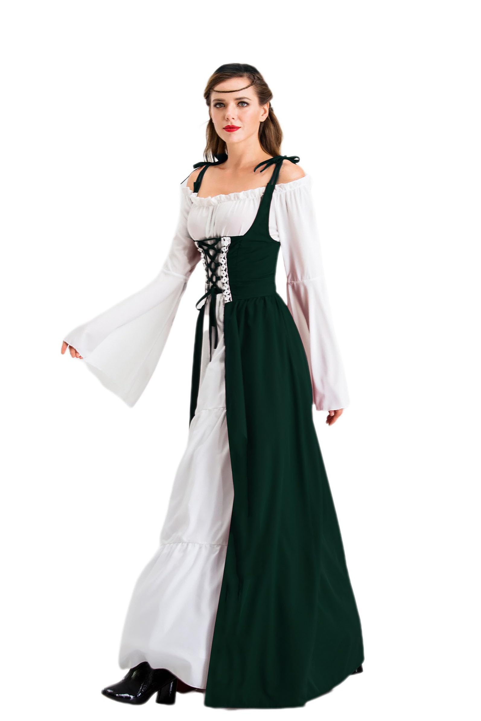 Abito rinascimentale da donna, abito medievale con maniche a tromba medievale vittoriana regina costume maxi abito
