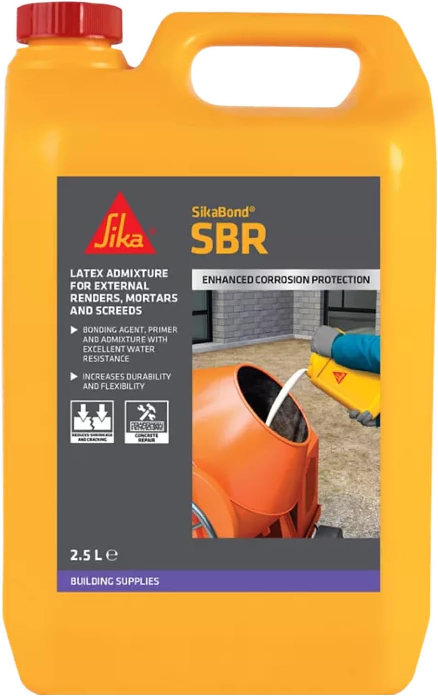 Sika SikaBond SBR Latex Admixure For External Renders, Mortars and Screeds โ Water Resistant Bonding Agent โ 2.5L