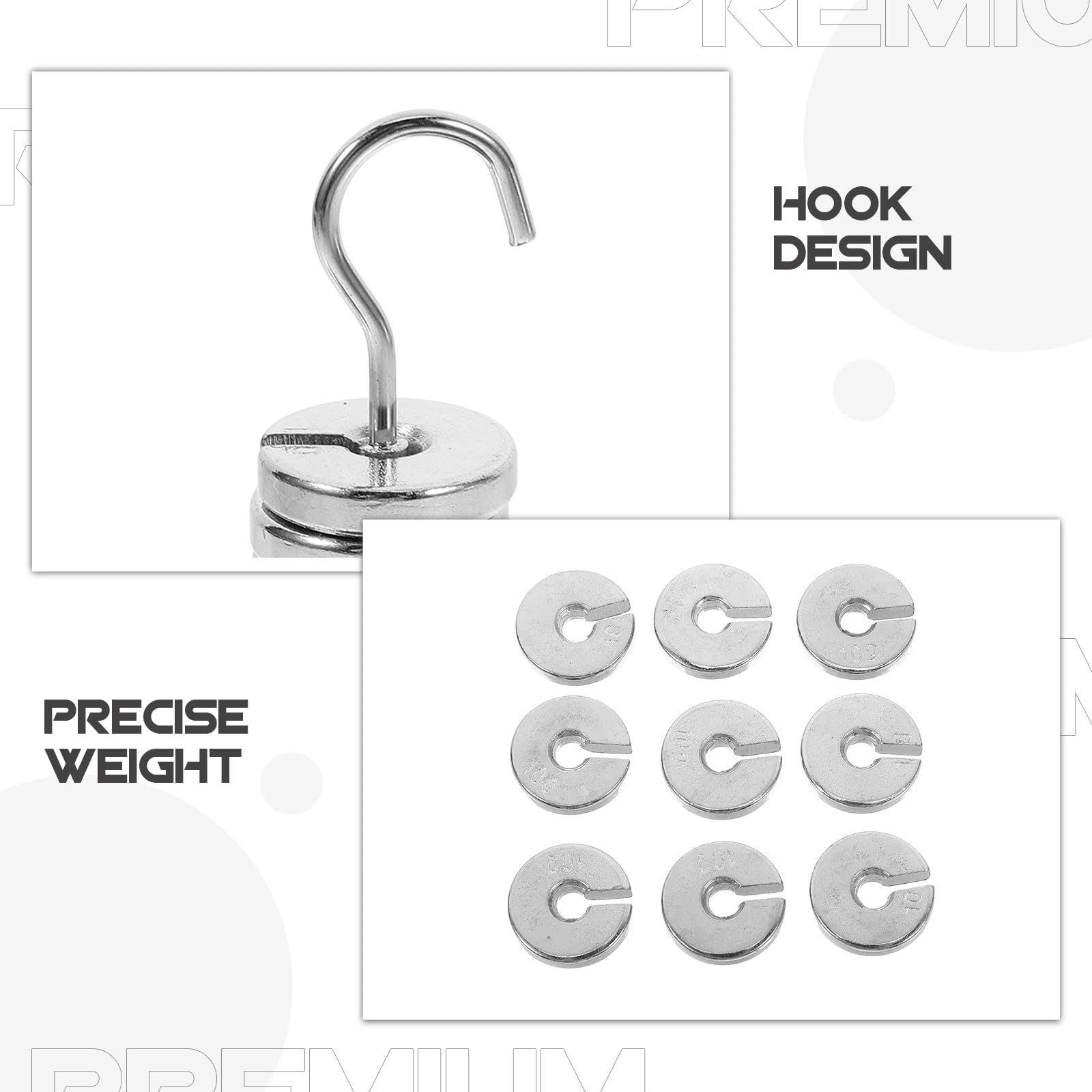 KICHOUSE Jeu de Poids Métalliques à Fentes en Fer Chromé pour Laboratoire, Calibration Précise et Équilibrage, Ensemble 9 Pièces Argenté, pour Production Artisanale