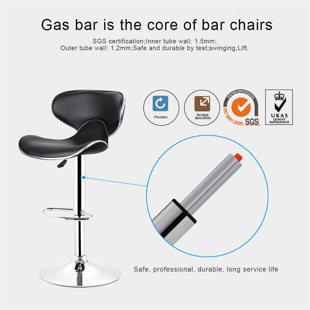 Juego de 2 taburetes con Respaldo y reposapiés de Altura Ajustable, Silla de Bar para Cocina y Comedor