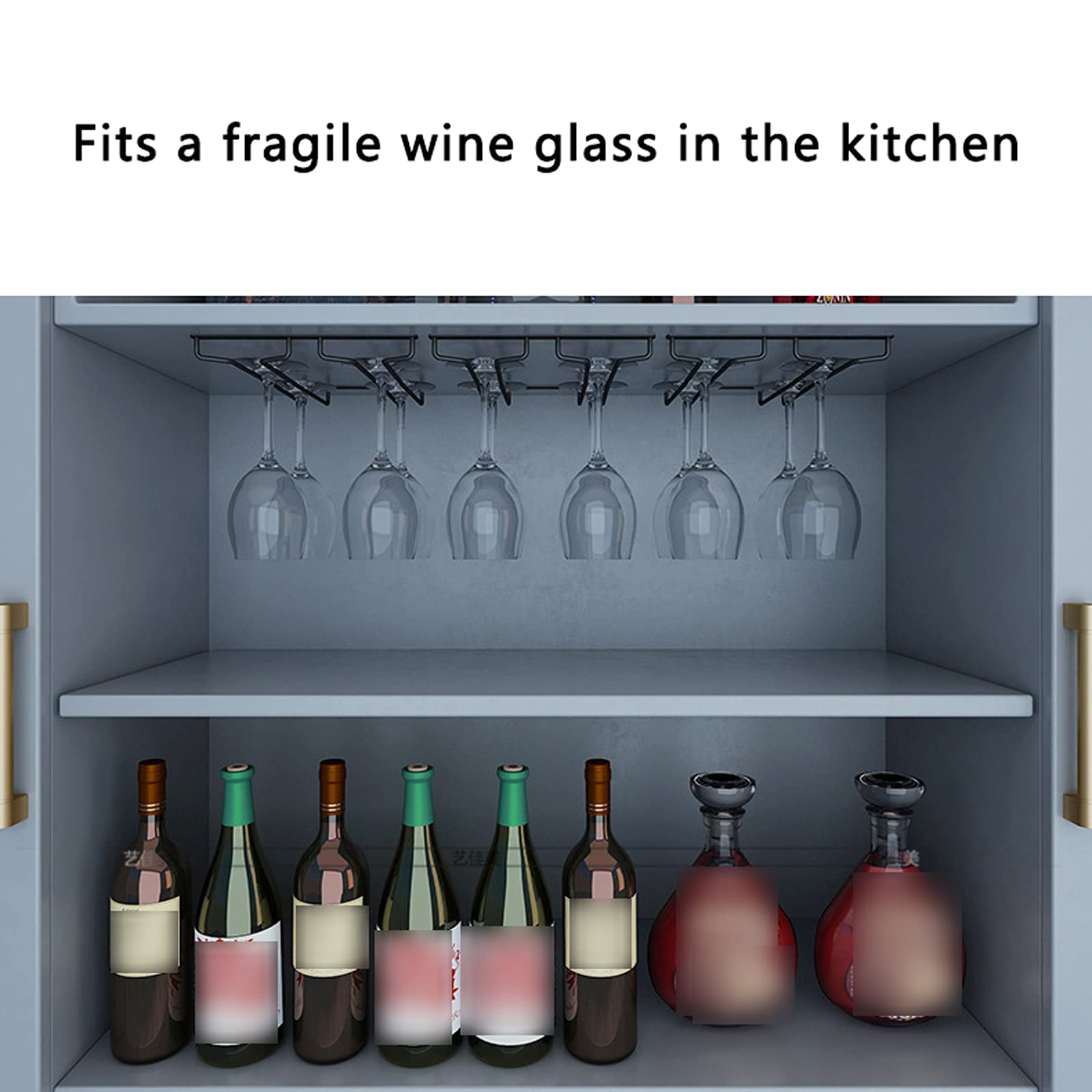 Set 4 Porta Calici Sottopensile In Acciaio Cromato - Appendibicchieri Da Bar E Cucina Con Viti E Tasselli - Foto 2