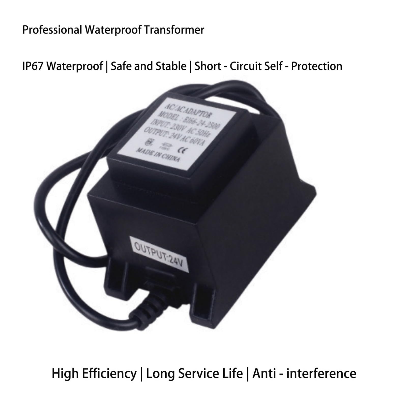 Fuente de alimentación subacuática, transformador de aislamiento de 220 V a 12 V/24 V - Diseño cuadrado, especial for luminarias de piscinas(60W,24 V)