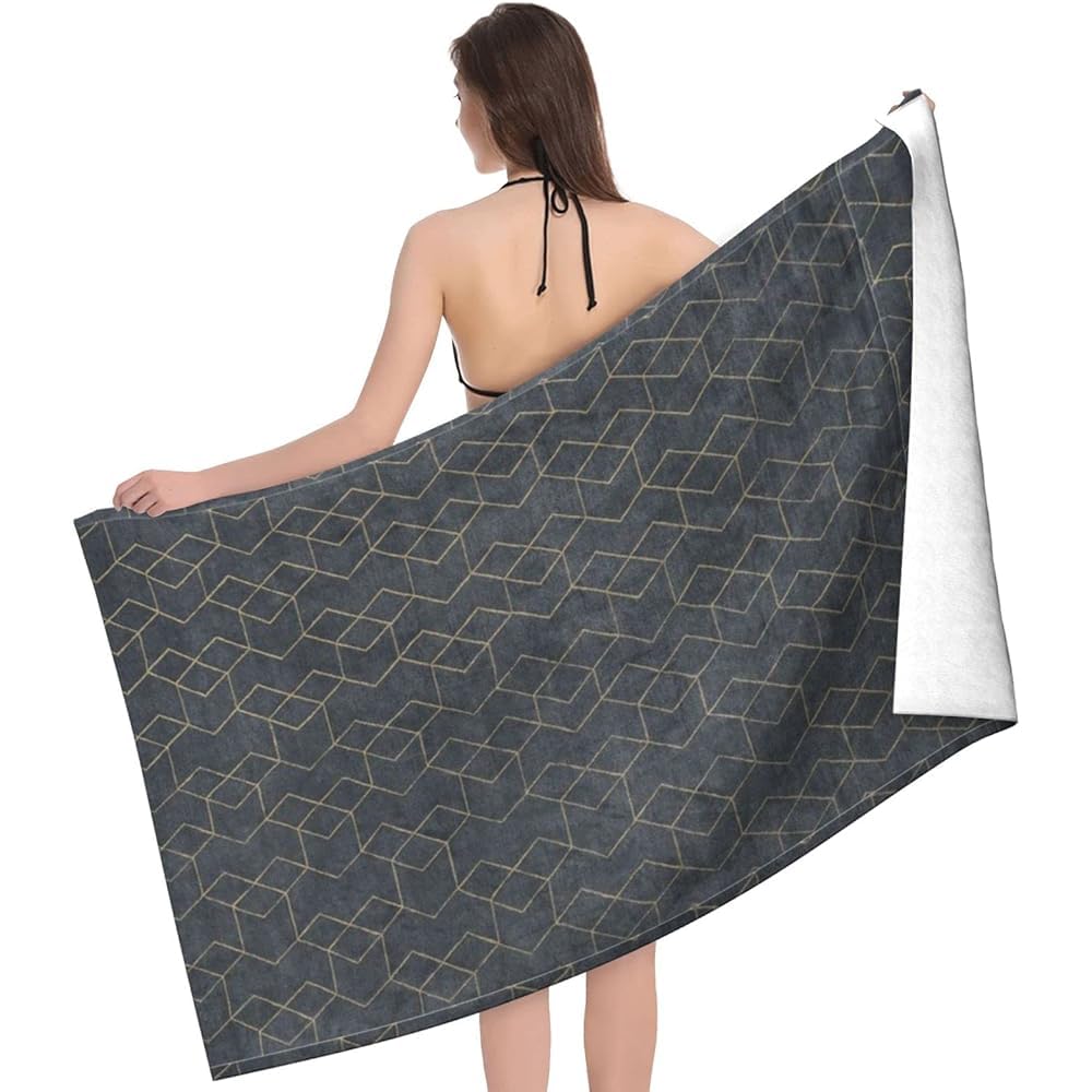 LSRCPD The Geometric Beach Towel Highly Absorbent Microfiber Beach Blanket Soft Bath Towels 80 x 130 cm