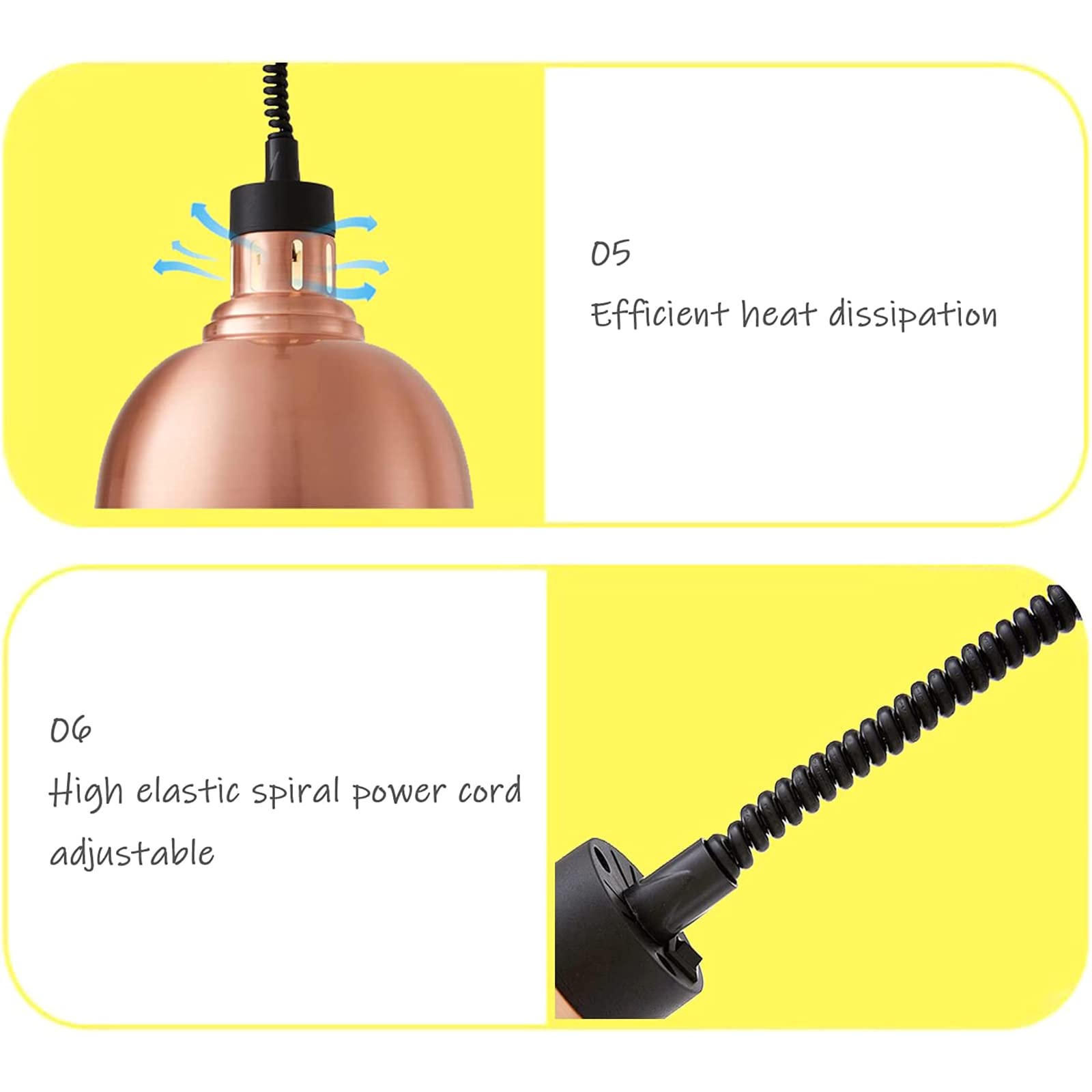 Lampada Di Calore Per Alimenti Appesa, Lampada Di Calore Per Alimenti 250W Commerciale, Luce Di Calore Per Alimenti, Lunghezza Del Cavo 60-180cm Regolabile, Per La Cucina Professionale Del Buffet