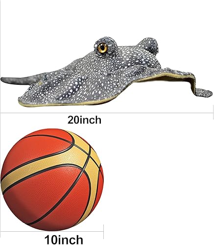 Miniatura 6 de Juguete de peluche de pez raya de simulación  20 pulgadas, manta raya, leopardo, mantarraya, pez de mar profundo, lindo juguete de pez de patín como