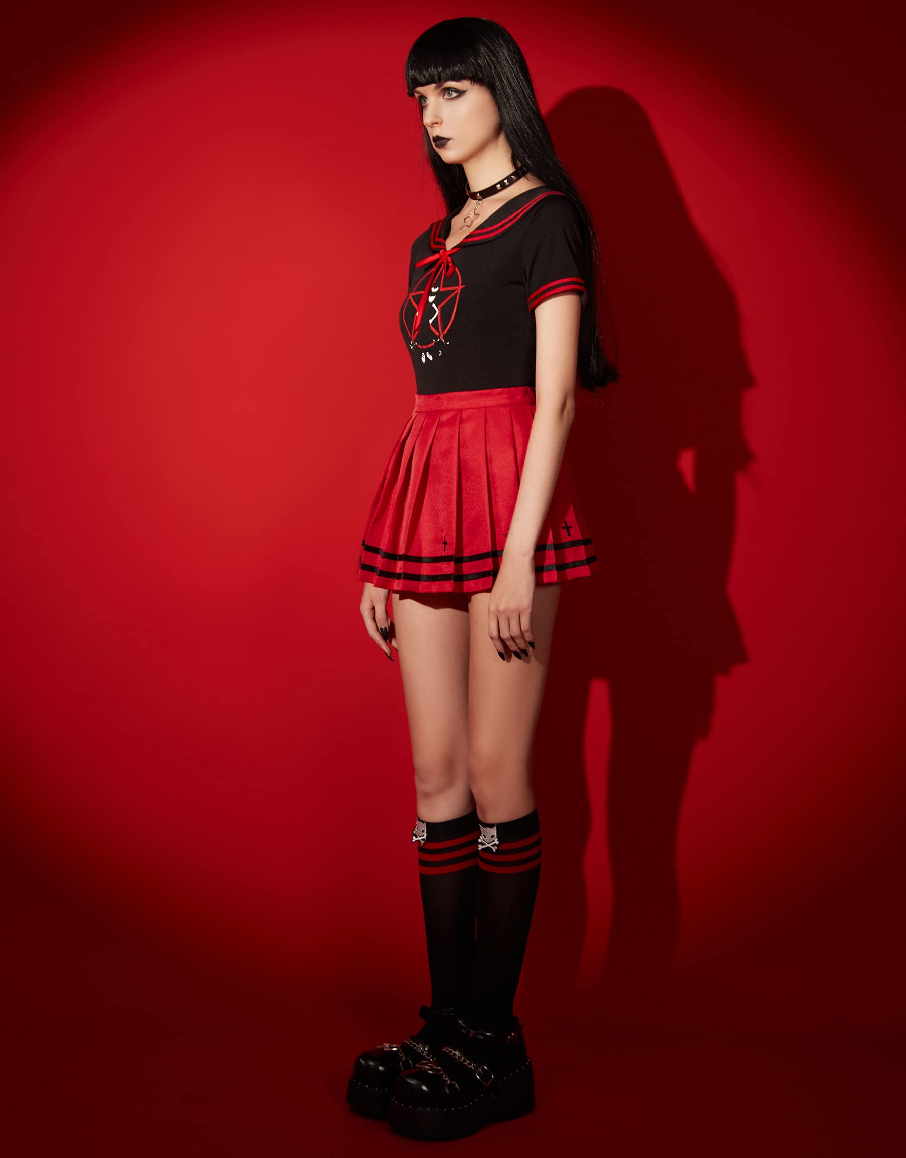 Emily the Strange Girls JK Sailor Uniform Halloween Cosplay Costume with Stockings