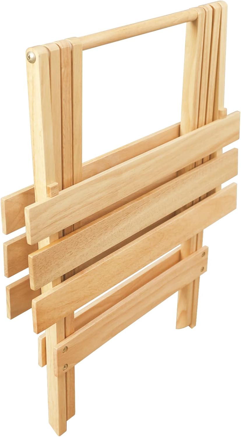 Natural Pine Solid Wood Folding End Table Set