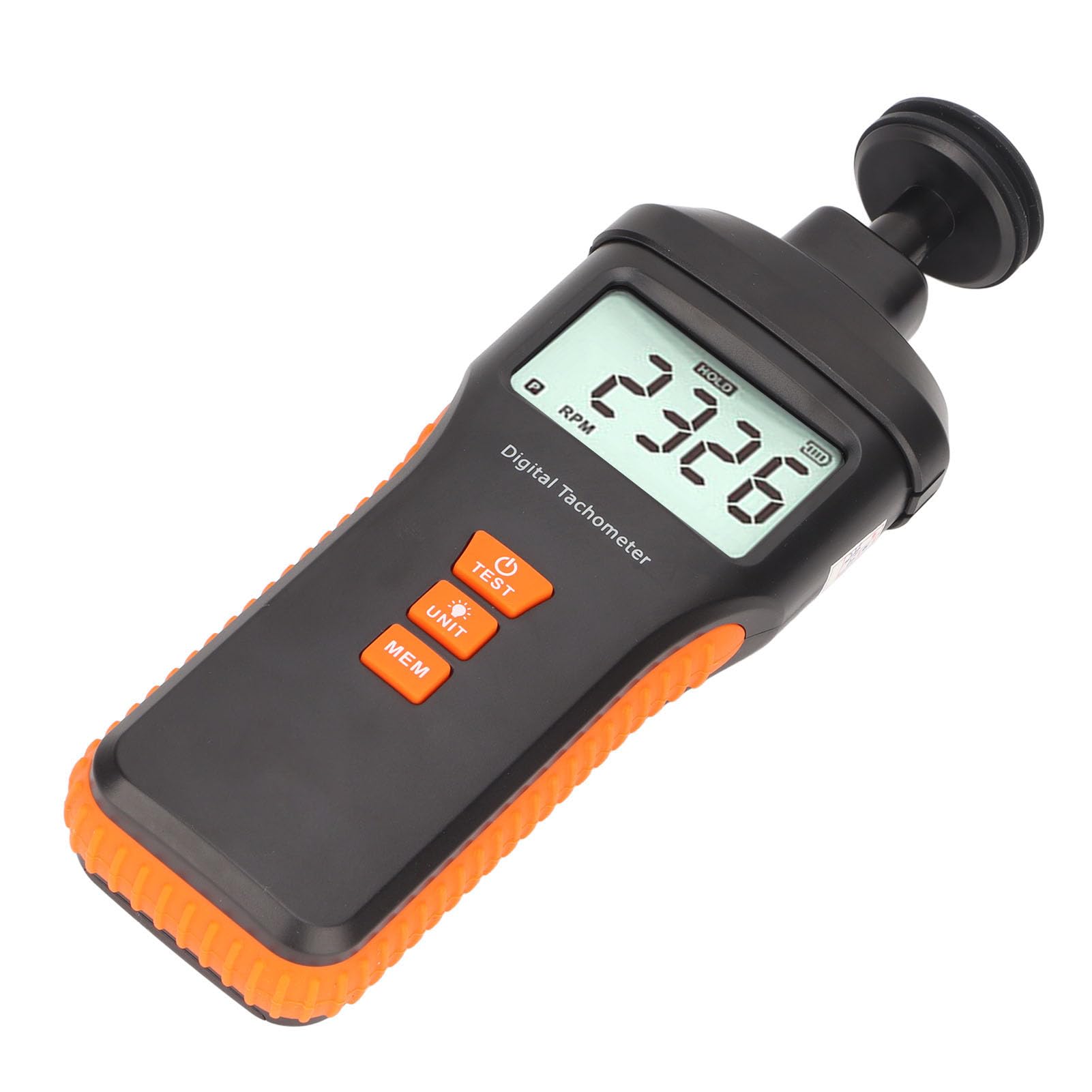 Tacómetro fotoeléctrico digital con medición, medidor de revoluciones fotoeléctrico de función de modo dual, mide RPM, Hz, m/min, pies/min para producción industrial