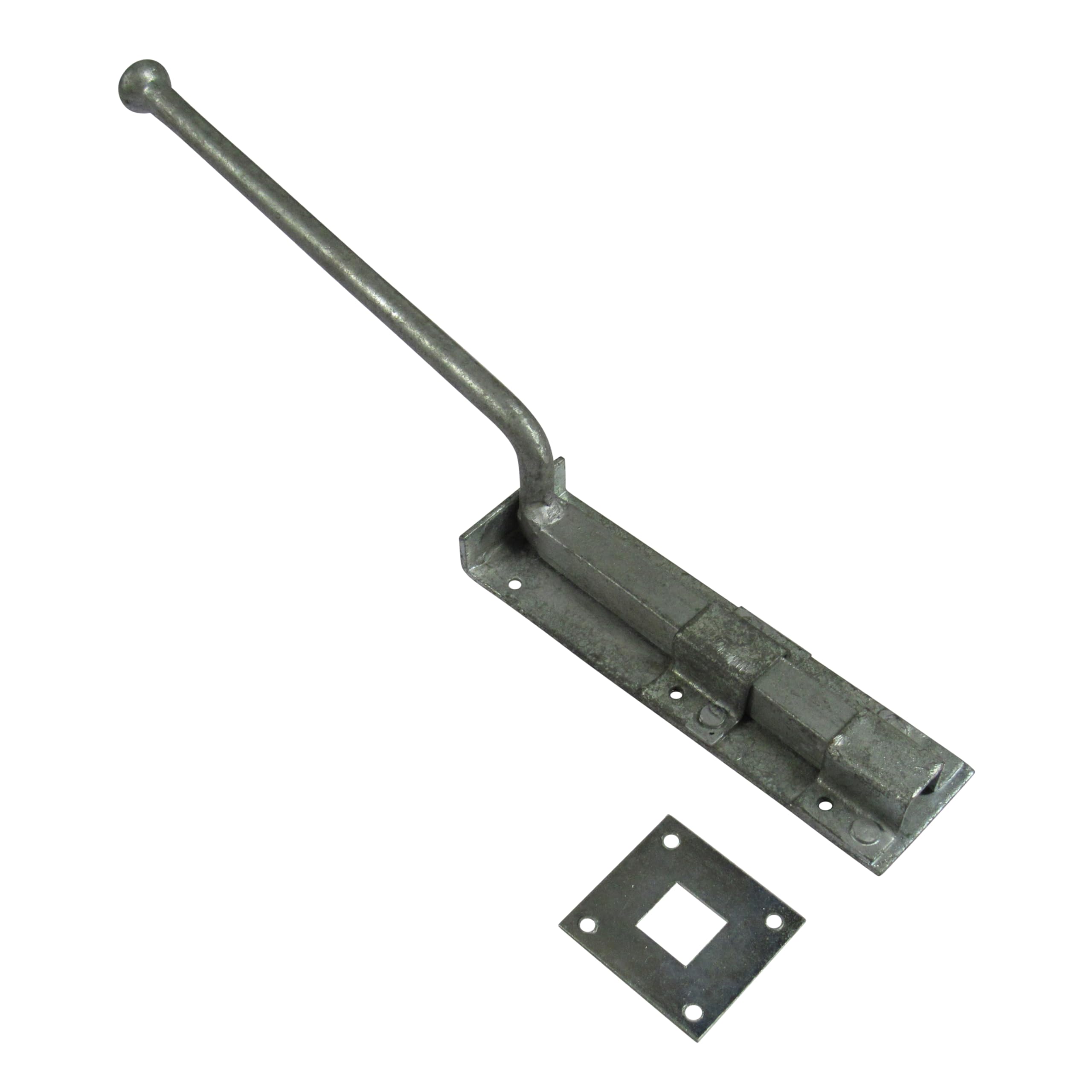 Monkey Tail Bolt in 12"" 15" 18" 24" (Galvanize Black Garage Door Lock) (Silver, 15")