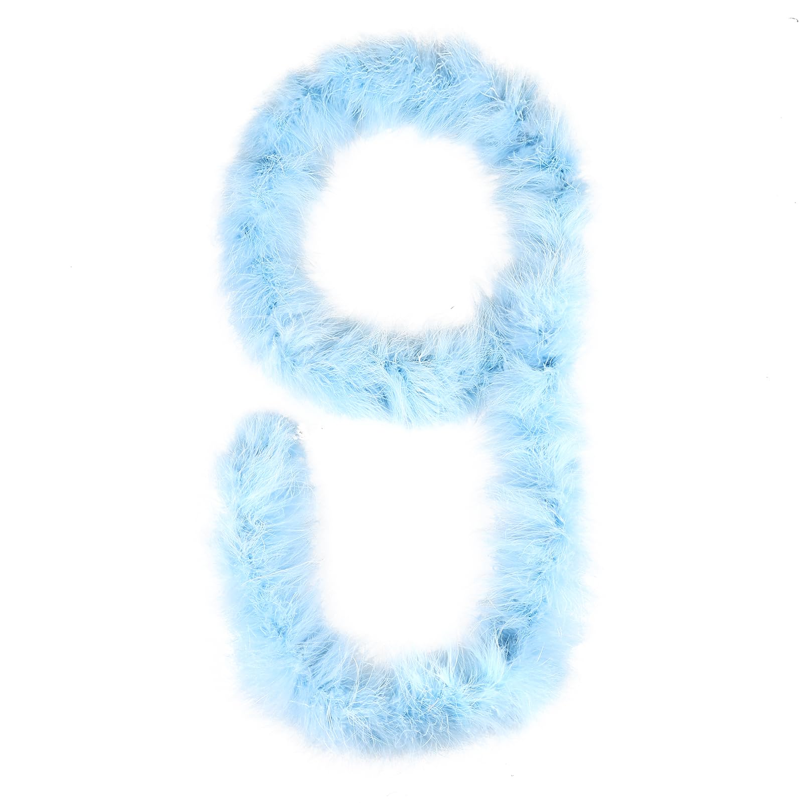 whitefeather Light Blue Fluffy Marabou Feather Boa-Turkey Feathers-6.3ft for DIY Crafts Wedding Party, Sewing Trim Home,Halloween Party Decoration