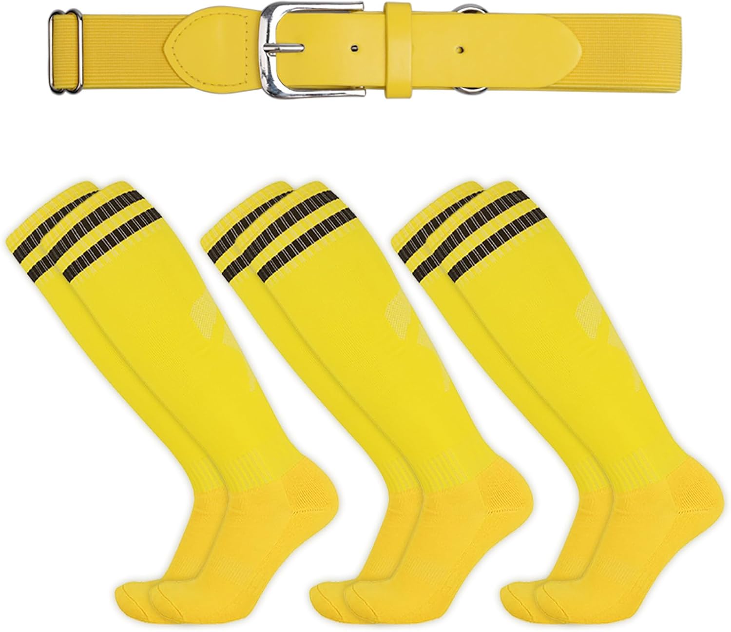 Youth Baseball Belt & Socks Combo Set, Team Sport Athletic Softball Socks for Youth Boys Girls