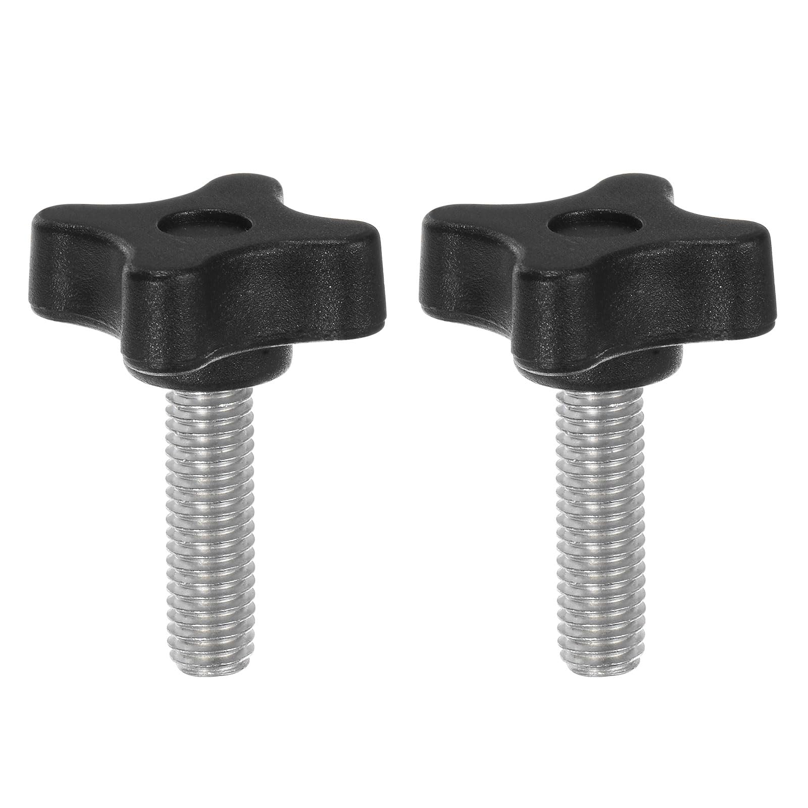 sourcing map 2pcs Star Clamping Knobs M8 x 30mm Metric Male Thread 32mm 4-Point Plastic Head Threaded Stud Knob Hand Tightening Thumb Screw Jig Handle, Black