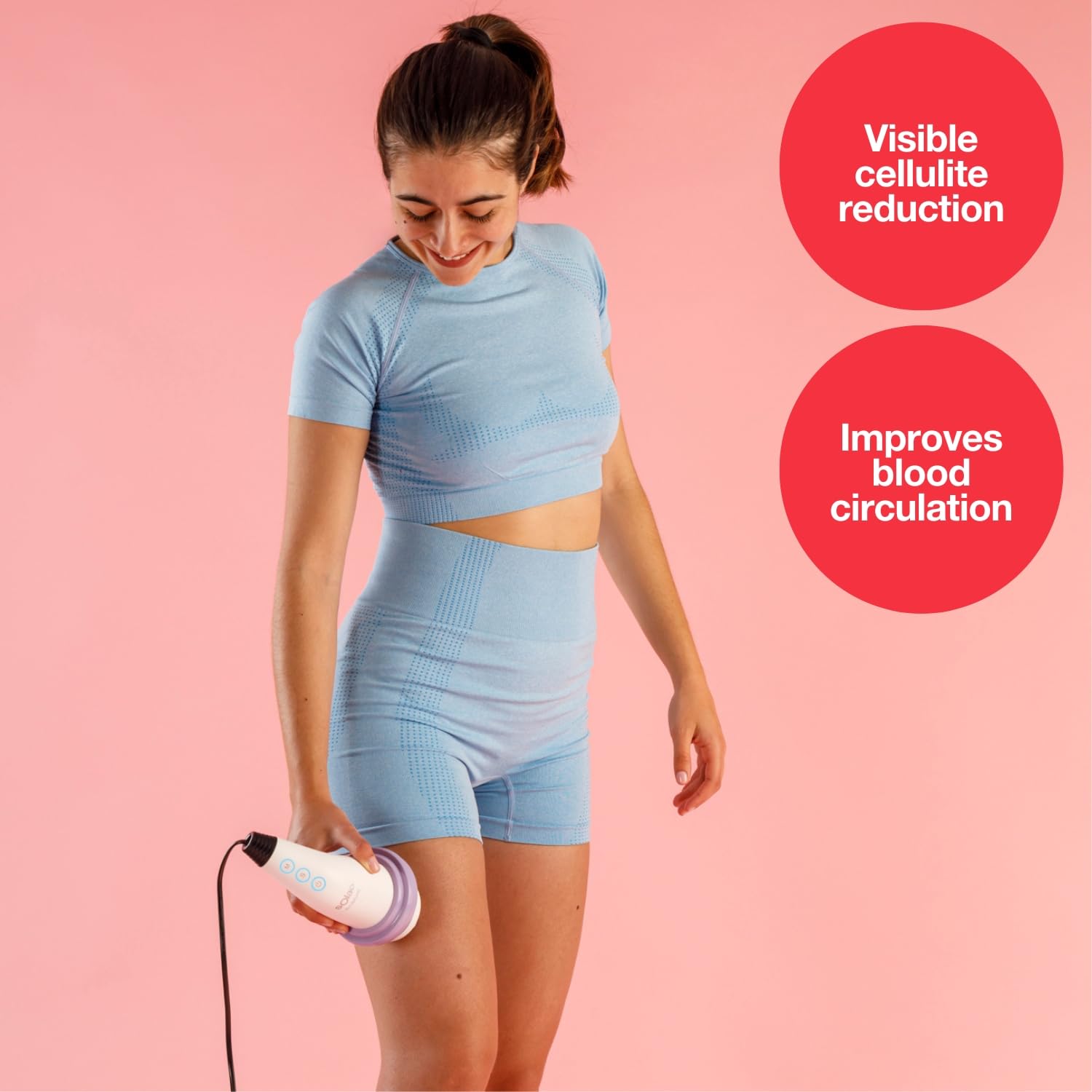 Solac - Appareil de massage anticellulite Sculptural | 1800–3000 RPM | Triple massage | Chaleur | 5 modes | 6 têtes | Design ergonomique | Arrêt automatique | Blanc