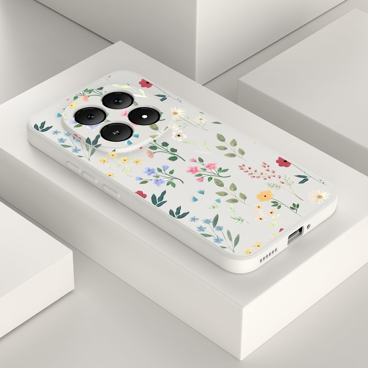 YUXING Silicone Cover per Xiaomi Redmi Note 15 5G/Poco M8 5G - Moda Modello Carino Custodia Design Sottile Slim Cover Antiurto, Antiscivolo Elegante, Protezione Totale (Floral,White)