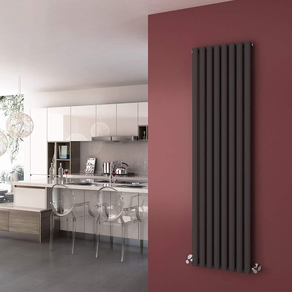 Elegant Anthracite 1800 X 480 Mm Designer Radiators Vertical Column Radiator Oval Single Panel