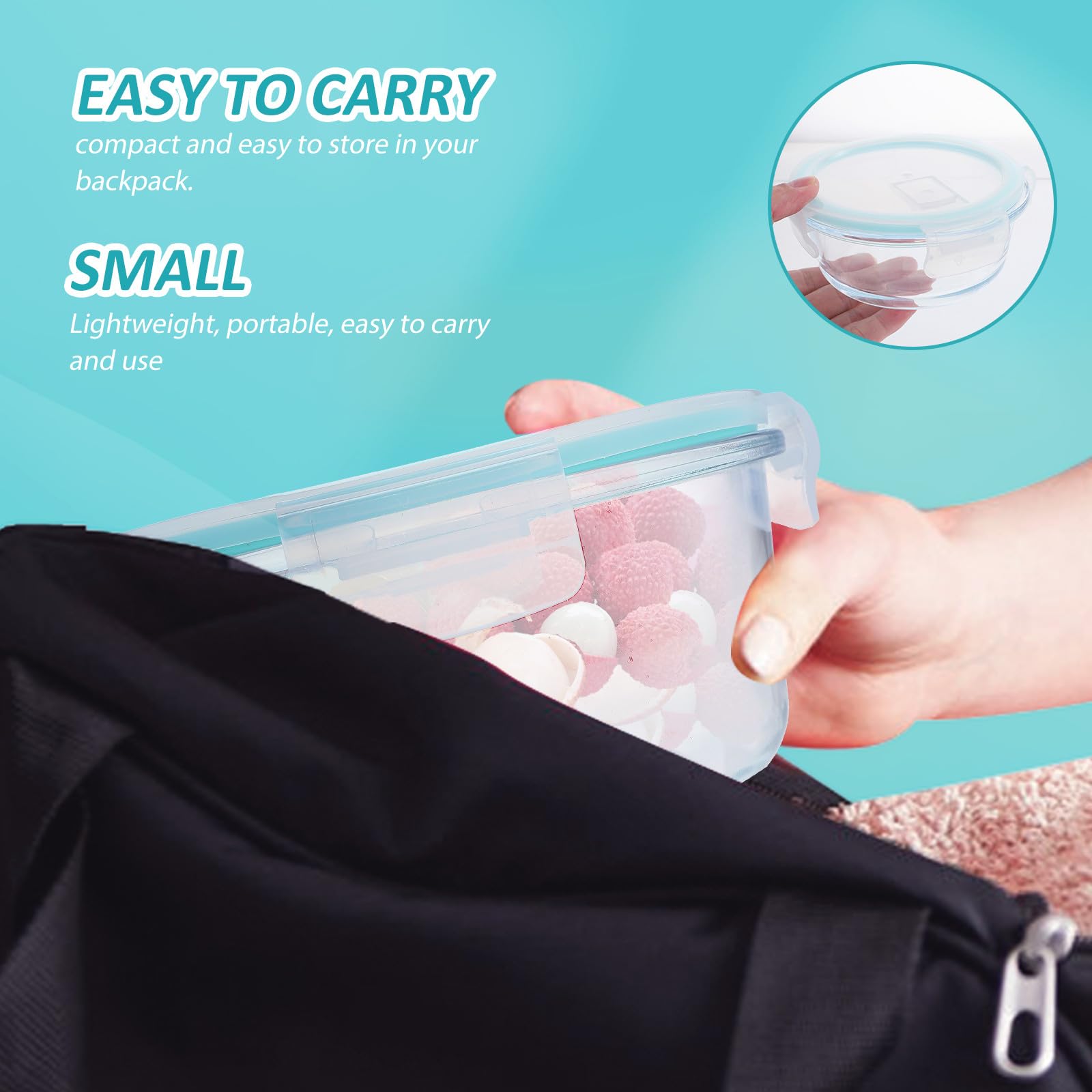 ifundom Glas Bento Kasten aus Borosilikatglas und Pp Unterteilte Lunchbox 3 Stück mit Deckel 400 Ml/650 Ml/1000 Ml Blau Luftdicht Tragbar