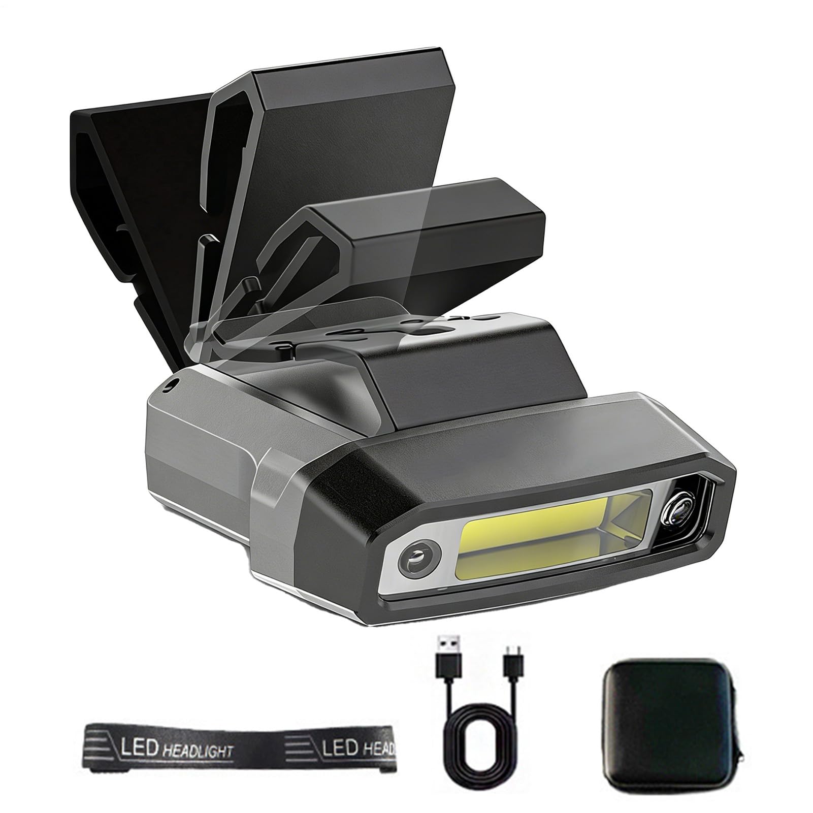 Linterna Frontal Recargable para Correr y Casco de Obra con Luz LED Potente 8