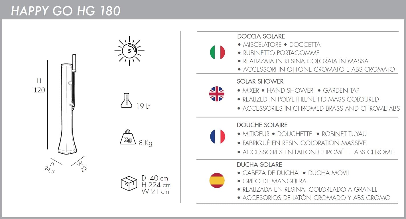 Arkema Design Doccia solare Happy Go Antracite HG180/7016