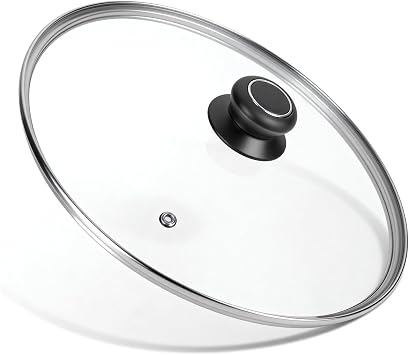 12 Inch Tempered Glass Lid for Frying Pan & Skillet - Premium Heat-Resistant Cover with Stainless Steel Rim, Compatible with Lodge Cast Iron Pans