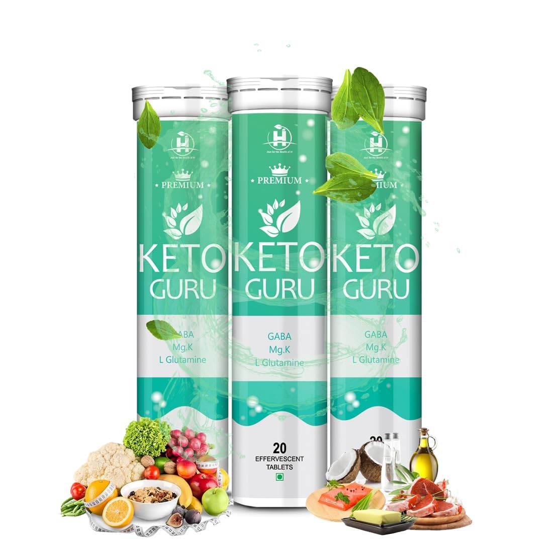 Healthy Nutrition - Just for the Health of it Keto Guru Watersoluble 20 Effervescent Tablets Weight Reduction For Men & women Pack of 3