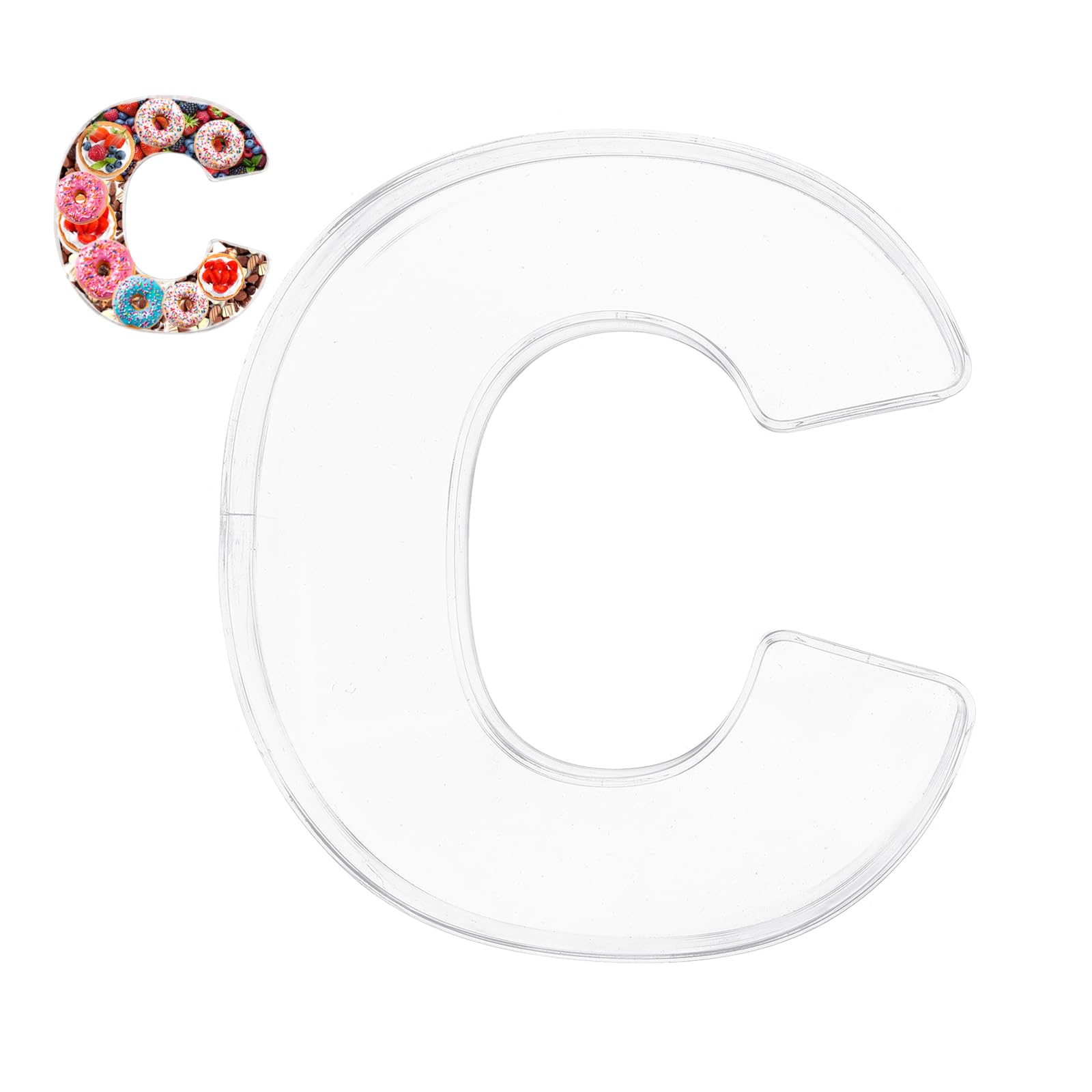 PATIKIL 10" Acrylic Letter Box C, Reusable Display Fillable Tray Container for Charcuterie Mache Chocolate Candy Birthday Party Anniversary Decorations, Clear