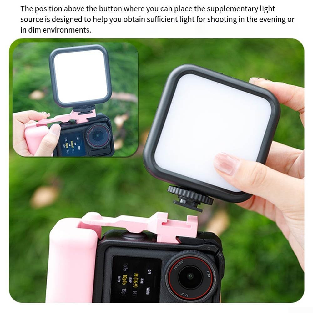 Para DJI Action 5 4 3 Mango de cámara de liberación rápida Ligero Portátil Plástico Foto Grip con correa de mano y botón para fotografía de viajes de aventura (negro)