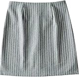SIGRTEYH Womens Y2K Pinstripe Casual Pencil Skirts Mini Length Office Work Short Bodycon Skirts (Large,Grey)