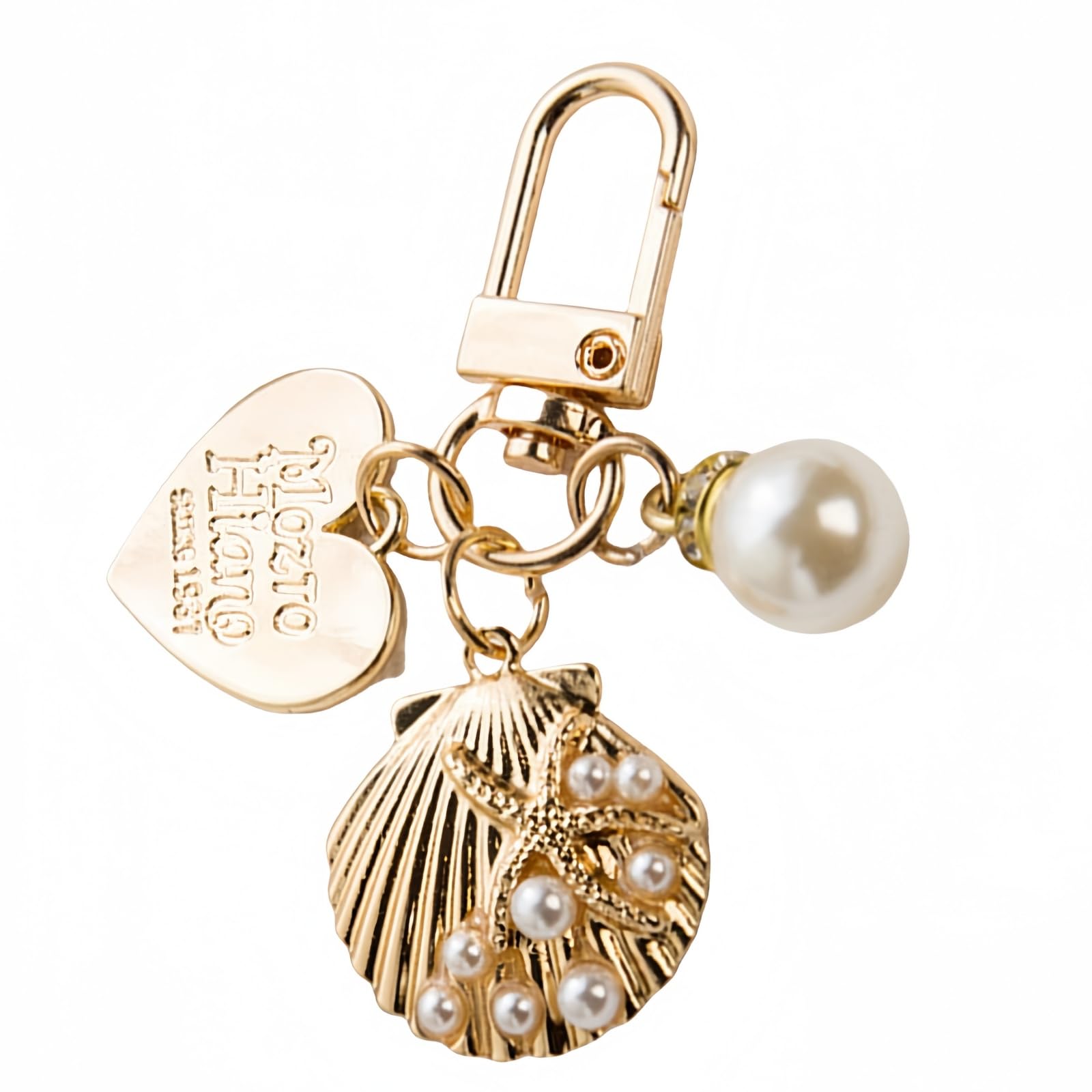 SUNGDOGIN Cute Peach Heart Conch Shell Keychain Bag Pendant Suitable For Women