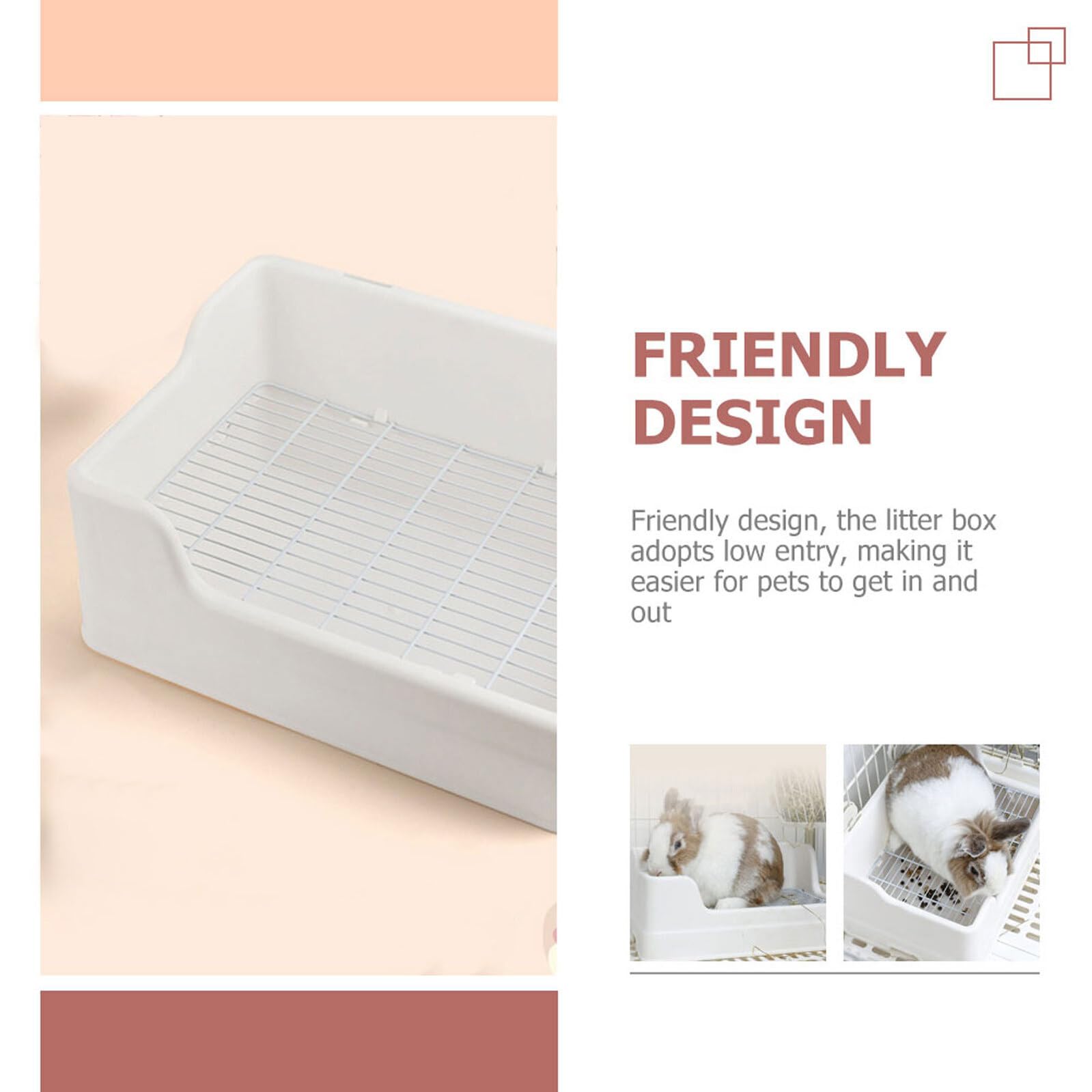 GALPADA Toilette per Animali Domestici in Plastico Bianco, Lettiera per Conigli e Porcellini D'india Facile da Pulire, Design Diviso in Parti Doppia Fissazione Anti-ribaltamento