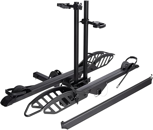 CyberRack E2 Hitch 2 EBike Rack con rampa, capacidad de 200 libras de capacidad, soporte de plataforma plegable, hasta 5 pulgadas de grasa para