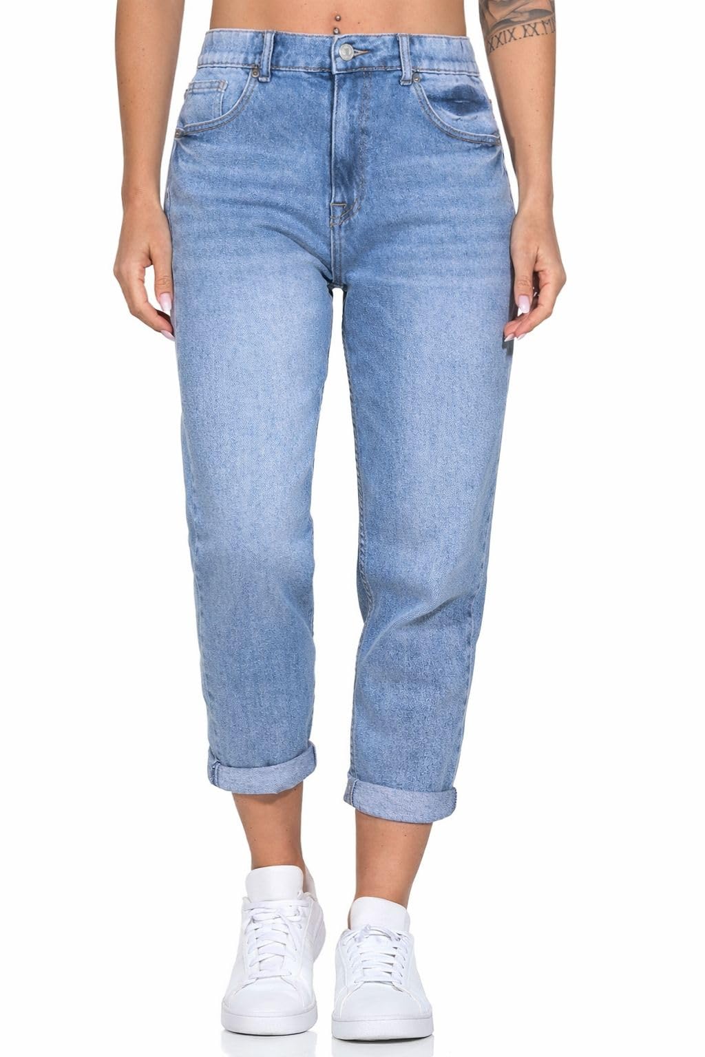 Hailys Damen High Waist Ankle Mom Jeans Mi44rell knöchellange Jeanshose