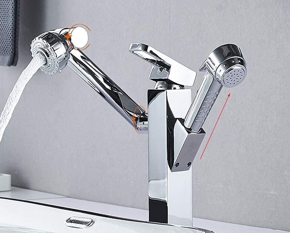 Rubinetti,Cucina Shuangshui Tutto Bronzo Rubinetto Caldo Freddo Estraibile Bagno Regola Rubinetto Rubinetto Rubinetto Lavello Rubinetto Verdure Rubinetto Lavello/Argento/Grande Comfortable anniversary