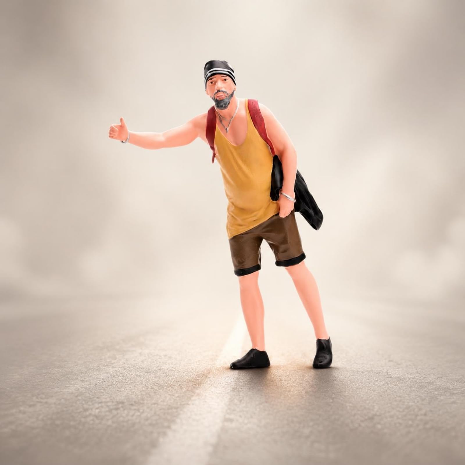 Figur mit Rucksack realistische Details Diorama Figur detailreich miniaturleute für Szene Display, 1/24 Fein Bemalt Mit Gesichtszügen