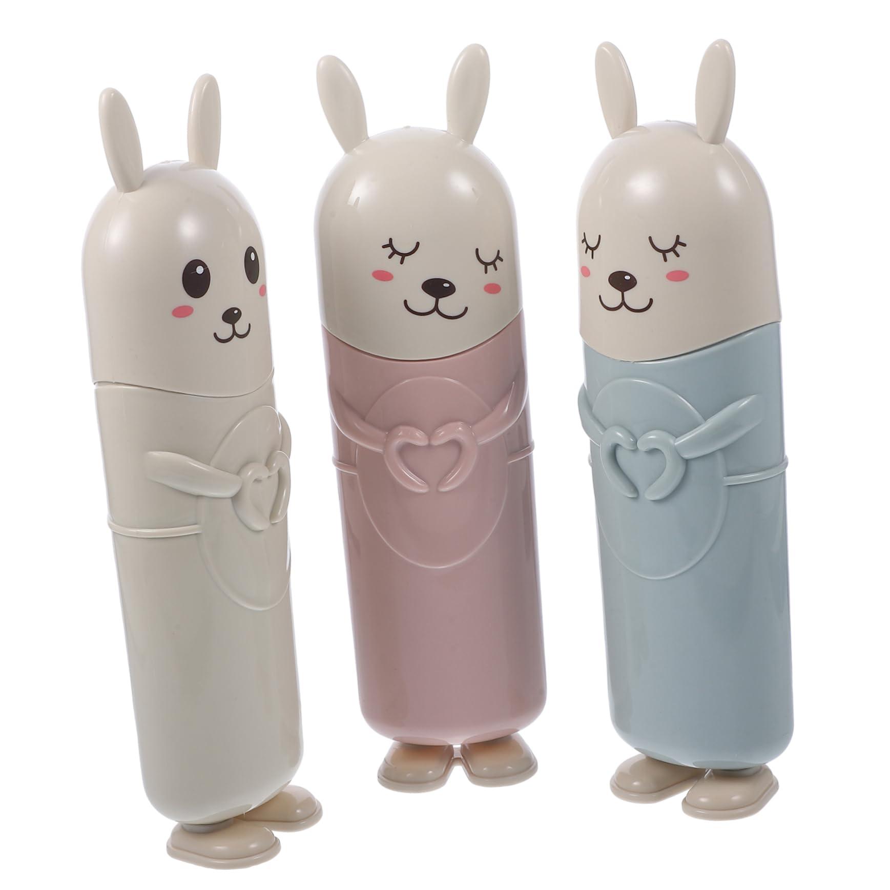 GOOHOCHY 3Pcs Lovely Cartoon Toothbrush Case Portable Toothbrush Cylinder for Travel Random Colors for Toothbrush and Mouthwash Cup Convenient and Stylish Design for Home