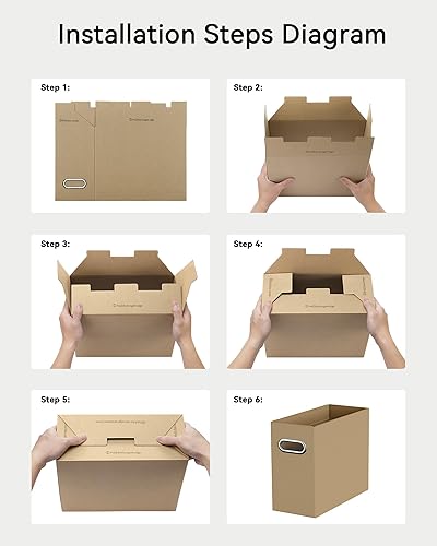 Vista 41 de Oterri - Organizador de archivos, caja de almacenamiento pequeña, organizador de cartón, caja plegable para colgar carpetas, tamaño carta