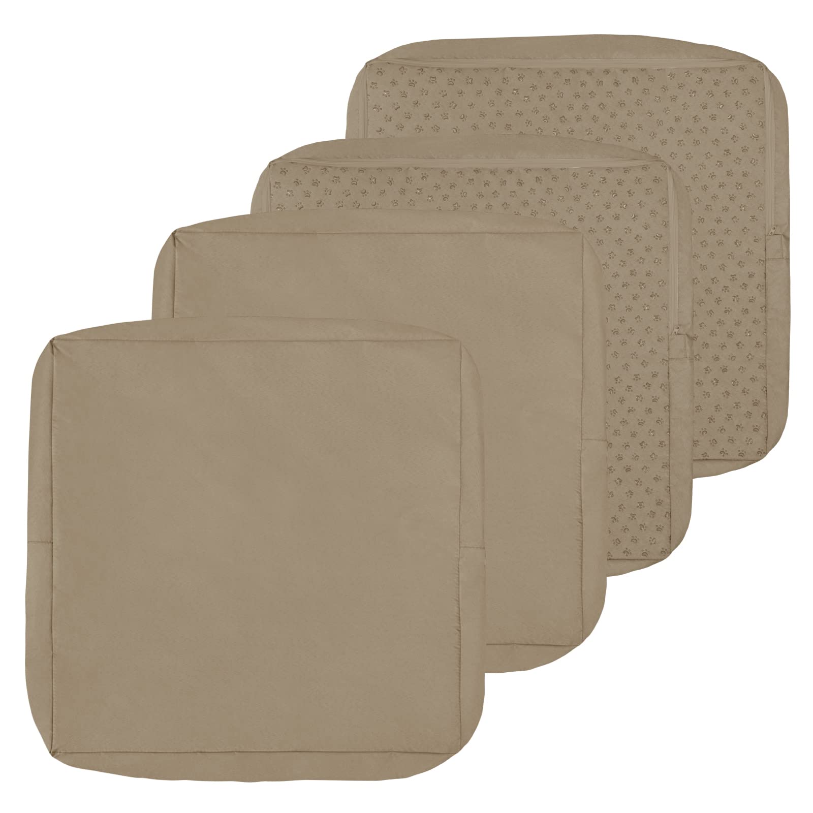 Easy-Going Waterproof Patio Cushion Covers ONLY Cover 24x24x4 inch 4 Pack Replacement Non-Slip Outdoor Seat Cushion Slipcover with Zipper. Camel