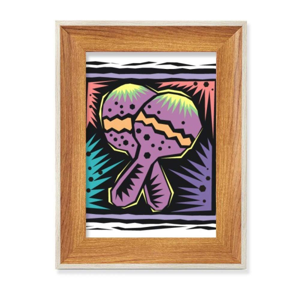 Cadre photo bois raquette mexicaine violette gravé pour bureau