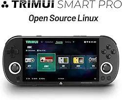Mini Game Console Emulador Retrô Trimui Smart Pro, SD 64 GB, Tela HD IPS de 4,9 Pol, Sistema Linux, Gamepad sem Fio 2.4G/5G, Suporte a Mais de 5500 Jogos Clássicos, WiFi Bluetooth - Preto.