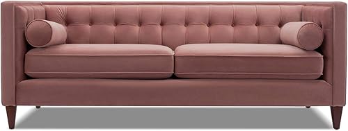 Miniatura 4 de Jennifer Taylor Home Kinsley - Moderno sofá copetudo de esmoquin de 84 pulgadas, terciopelo rosa ceniza