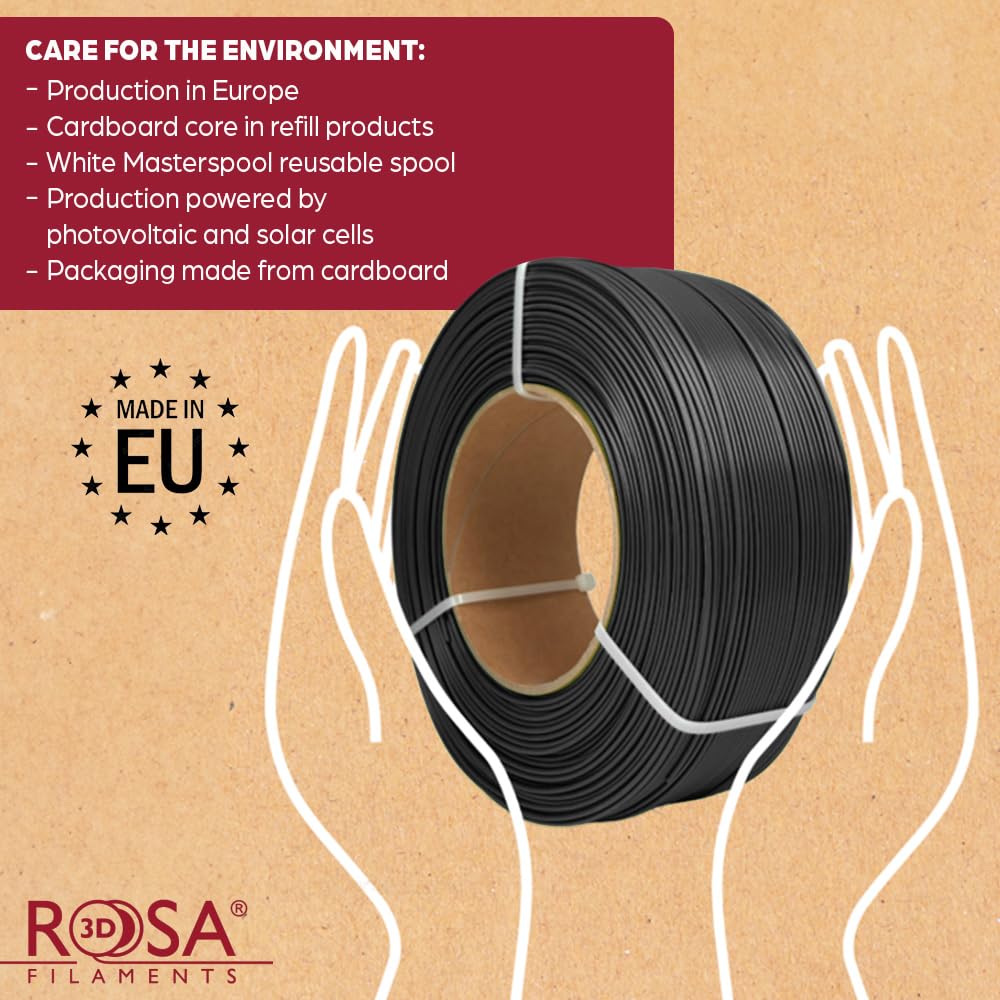 ROSA3D ABS+ Filament 1,75 mm do drukarek 3D - Materiały do druku Techniczny filament ABS do drukarek 3D - Materiały do druku 3D Akcesoria do druku 3D - Czarny Szpula 2,5 kg