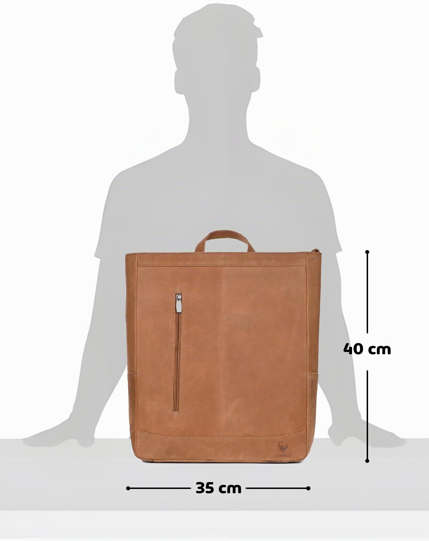 GERMANUS Rucksack Leder Milan Kurierrucksack Laptoptasche für Damen und Herren 11l (Wildbraun)