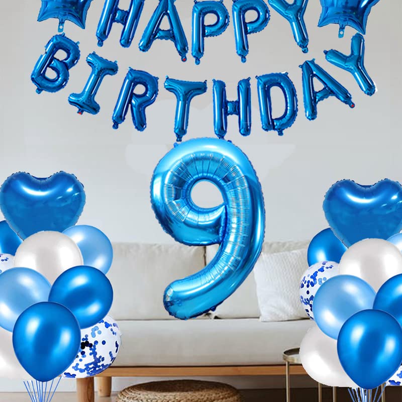 Happy Birthday Slinger Blauw - Feestdecoratie Met Honeycomb Ballen Sterren En Hangende Swirls Voor Verjaardag Man Of Jongen