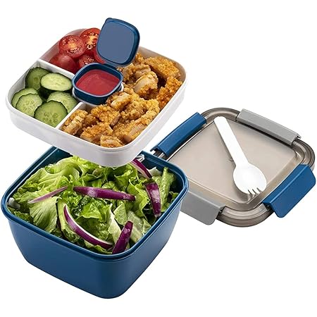 Amazon Co Jp Lqu 弁当箱 漏れ防止サラダボウル フタ付き 保存容器 サラダの材料とスナック用 スクエア 1 1l サラダ食品 食品加工 抗菌 貯蔵容器 ピンク グリーン ブルー 貯蔵容器 1個 ホーム キッチン